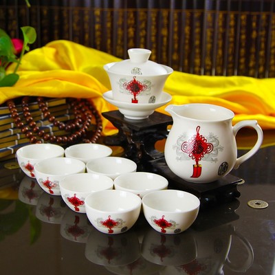商務茶道之選 深圳南方南中實業直銷高檔陶瓷功夫茶具套裝定制服務